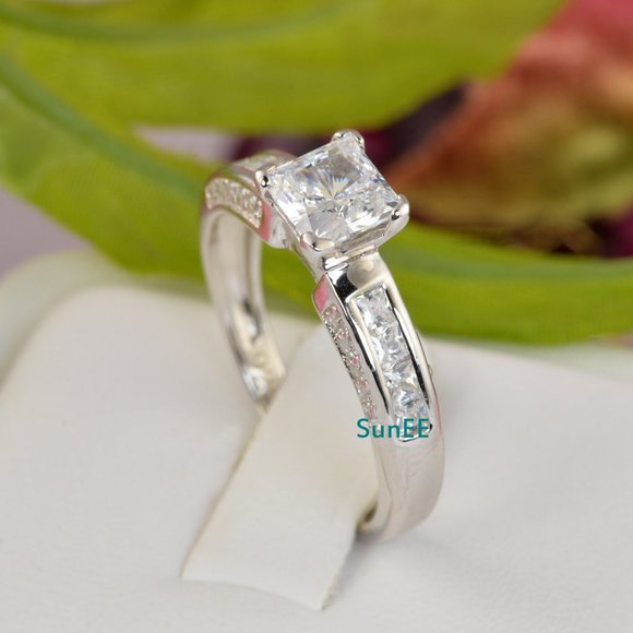 NEW 2.75CT PRINCESS DIAMOND CUT 925 STERLING SILVER WEDDING RING ENGAGEMENT RING - Picture 3 of 5